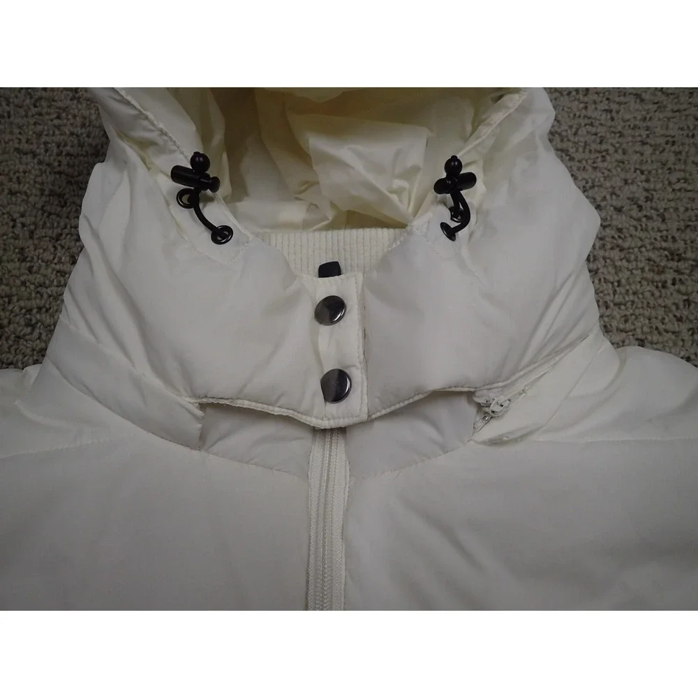 Nordica‎ Puffer Vest Women Large White Excellent Hooded Embroidered Ski Gorpcore